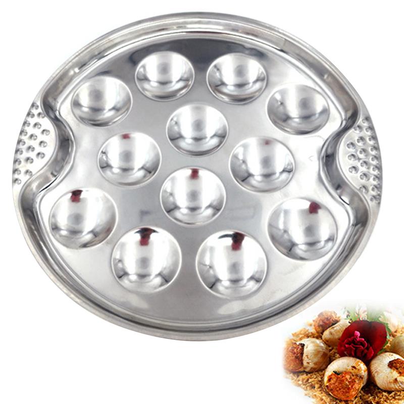 Escargot Serving Tray Snail Baking  Creative Barbecue Trays Stainless Steel 12 Grid Snail Baking Grill Pan For Snails Kitchen Tools BBQ Accessories Trending