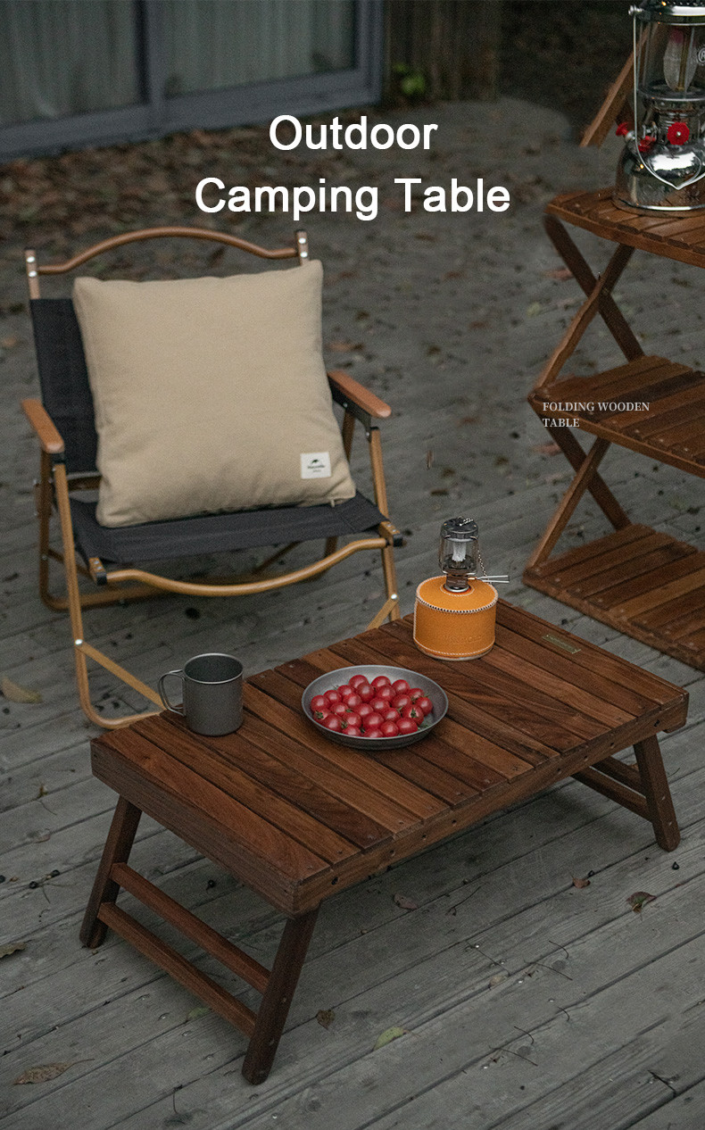 Outdoor Low Folding Table Wooden Camping Furniture Family Barbecue Japanese Picnic Portable Small Willow Eucalyptus Walnut Wood Desk Max Bearing 30kg Japan BBQ Tables