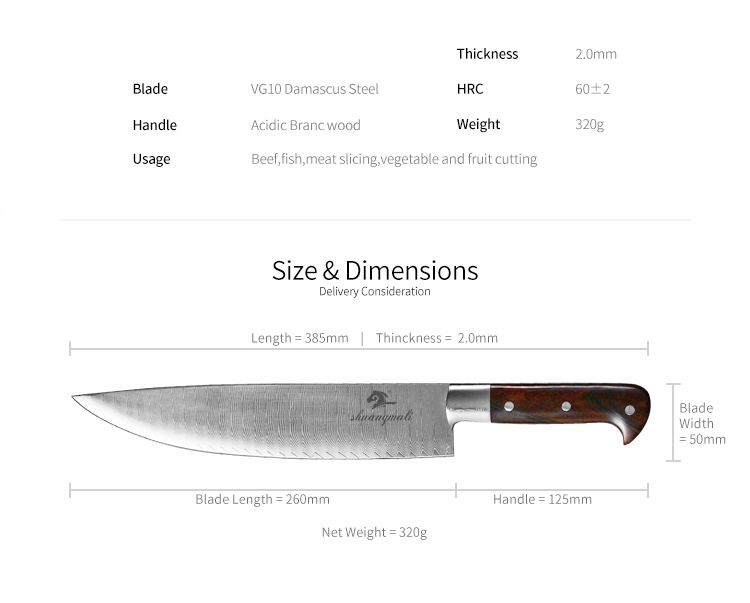 Gyuto Chef Knife 10" 10 Inch Restaurant Kitchen Cooking Tools High Quality Cleaver Slicing Japan Damascus Knives