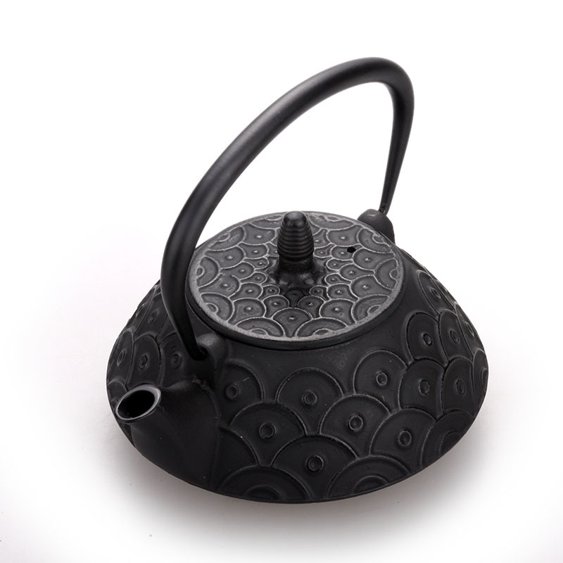 Japanese Cast Iron Fish Scale Teakettle 0.8L Handmade Black uncoated teaware teapots Chinese kungfu puer tea pot boiling water kettles Japan drinkware 0.8L Kettle Trendy