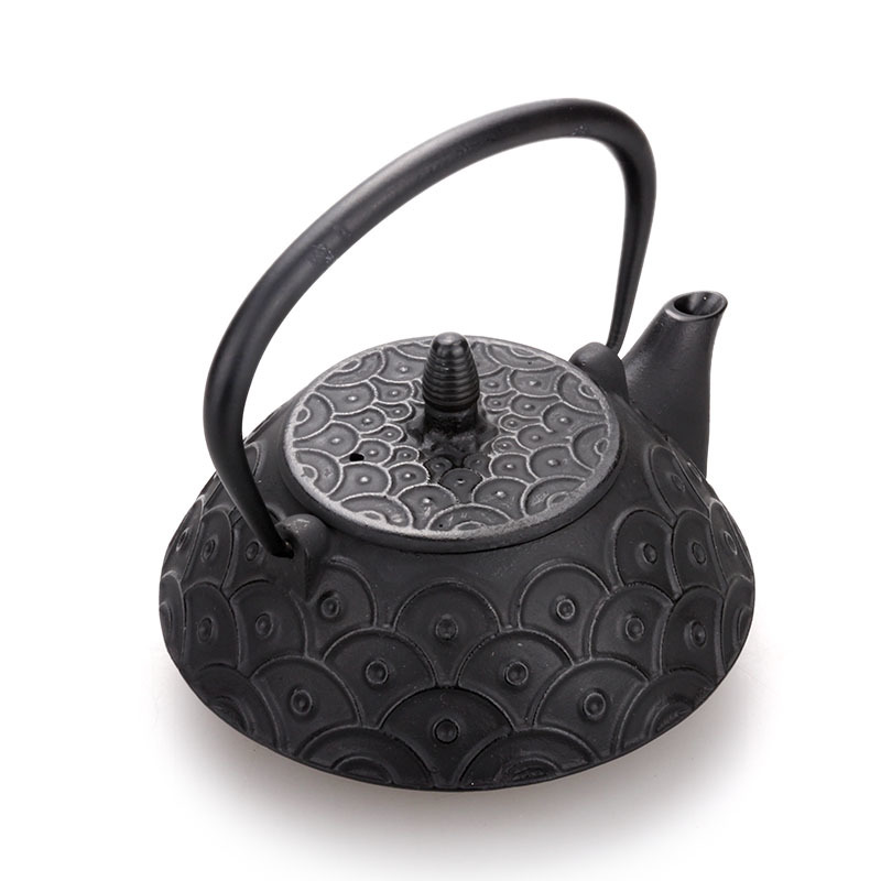 Japanese Cast Iron Fish Scale Teakettle 0.8L Handmade Black uncoated teaware teapots Chinese kungfu puer tea pot boiling water kettles Japan drinkware 0.8L Kettle Trendy