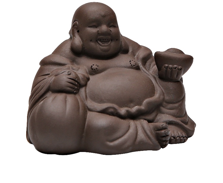 Small Buddha Purple Clay Tea Pets Monk zisha pet accessories in brown clay Buddhist Decorative Objects Buddhism 