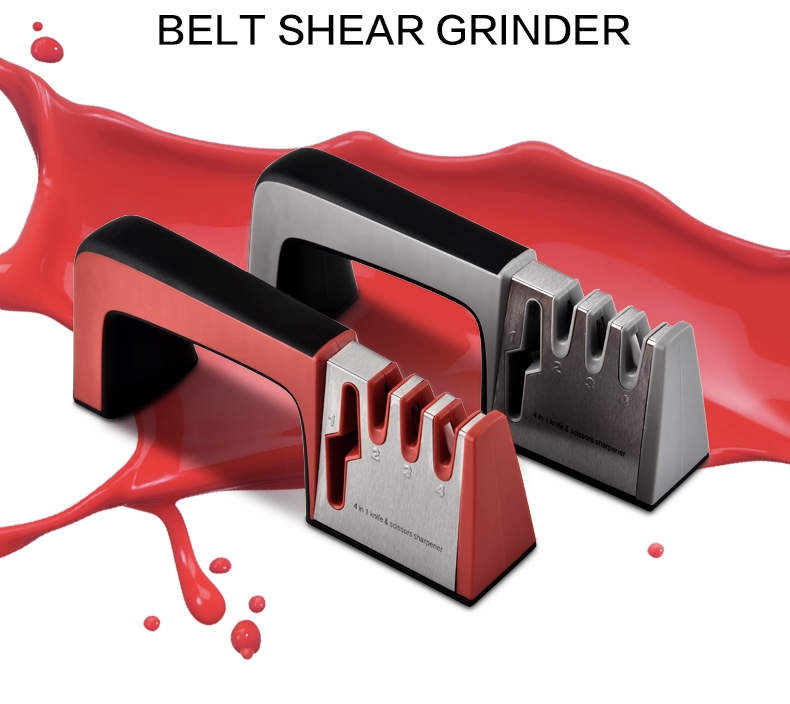 Diamond Coated Ceramic Knife Sharpener 4-In-1  4 in 1 Wetstone Shears Scissors Knife Sharpening Tool Grinder Stone Cooking Kitchen Tools Sharpeners Trend In Red