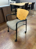 Used Beige & Wood Back Haworth Improv Side Chair with Arms Stackable