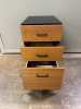 Black & Wood 3 Drawer Mobile Pedestal