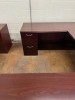 U- Shaped Desk - Mahogany Wood
