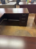 U- Shaped Desk - Mahogany Wood
