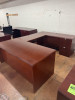 U- Shaped Desk - Dark Cherry Wood