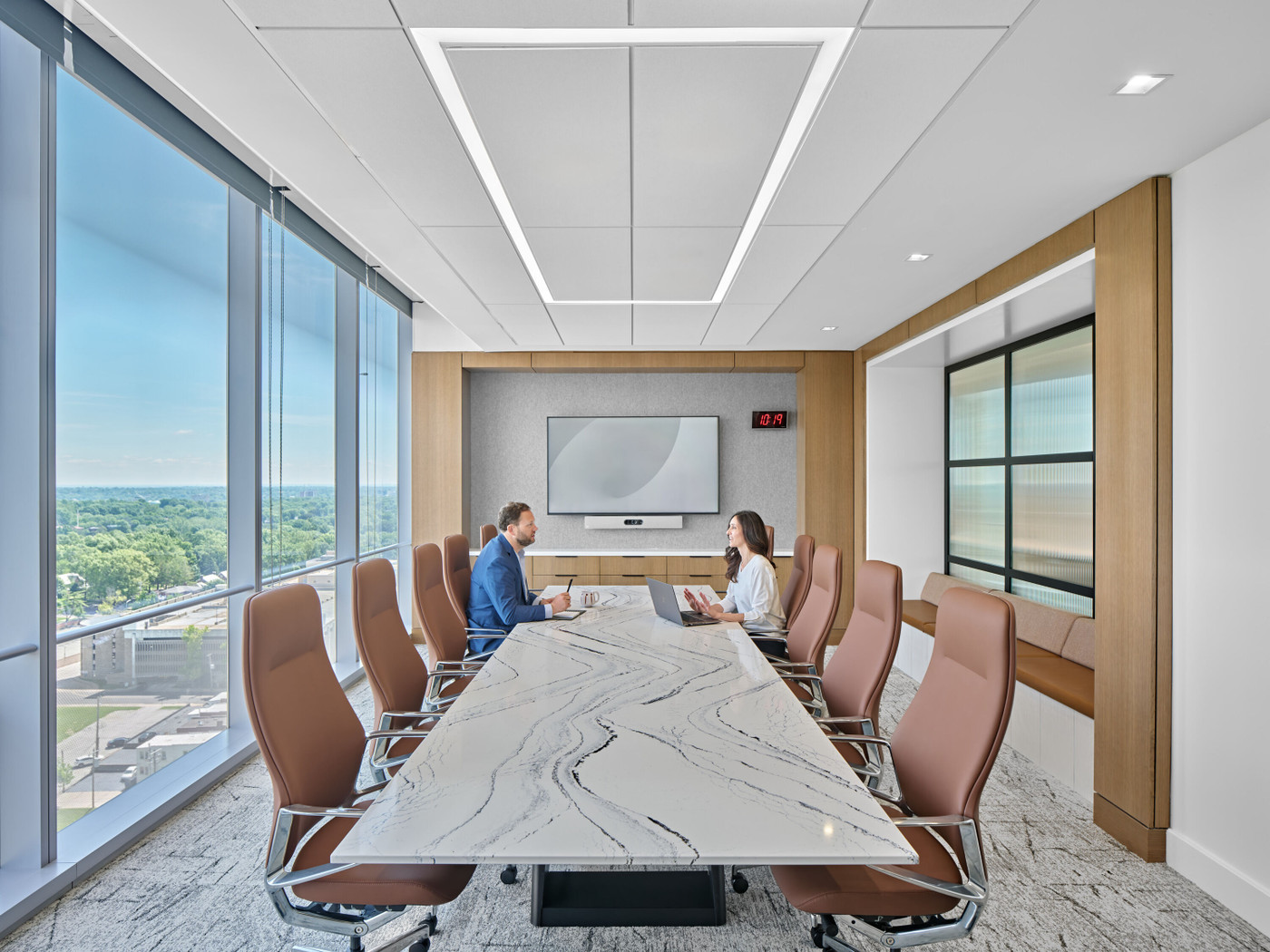 Executive conference room overlooking St. Louis in a financial services headquarters