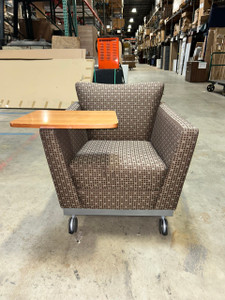 Used Office Resources Lounge Chair with Tablet Desk and Casters 31"W