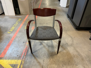 Used Mahogany and Brown Guest Chairs Wood Back and Arms 