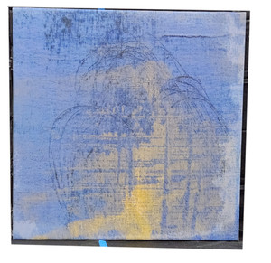 32x32 Canvas Print of Blue Gold Scratch