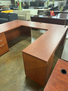 Teknion Cherry U-Shaped Desk 71.5"x91.5"x71.5"
