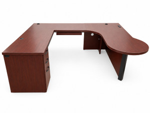 U-Shaped Mahogany Peninsula Desk 6' X 7.5'
