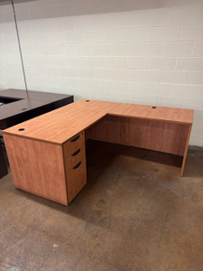 L- Shaped Desk - Light Cherry Wood