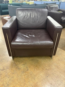 Leather Lounge Chair - Dark Brown
