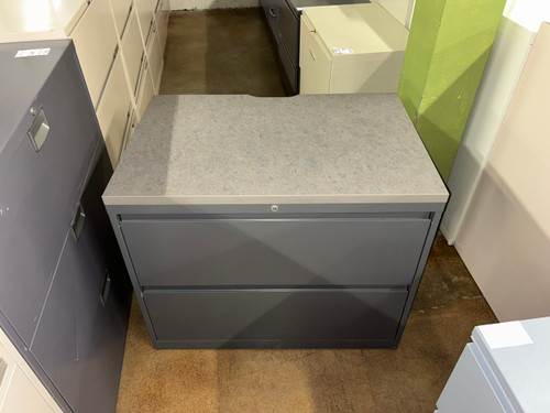 Grey 2 Drawer Lateral File with Lock and Counter Top 36"W