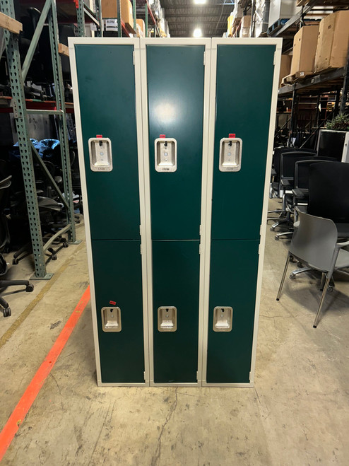 Lyon Green Steel Lockers Unit of 6
