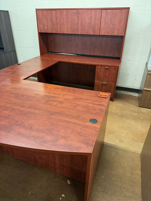 U-Shaped Cherry Desk 112.5"x71"