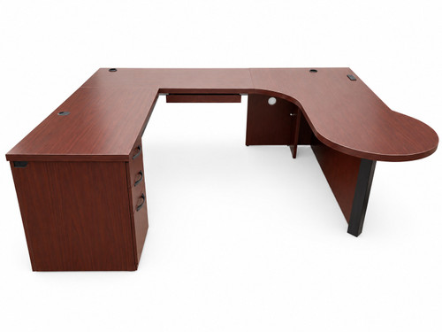 U-Shaped Mahogany Peninsula Desk 6' X 7.5'