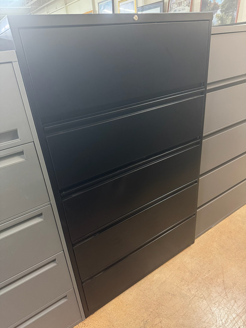 Black 5-Drawer Commercial Grade File Cabinet