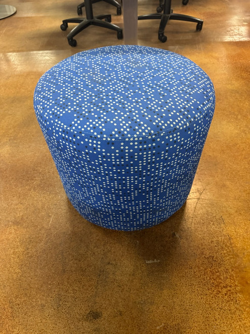 20'' Round Blue Ottoman Pouf