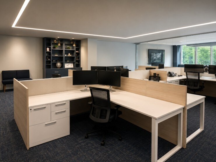 Agellus Capital headquarters open workstations with integrated storage