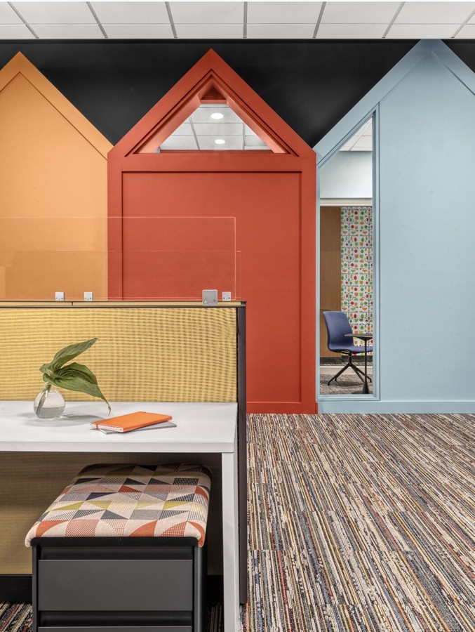 Colorful office area at the Foster and Adoptive Care Coalition headquarters