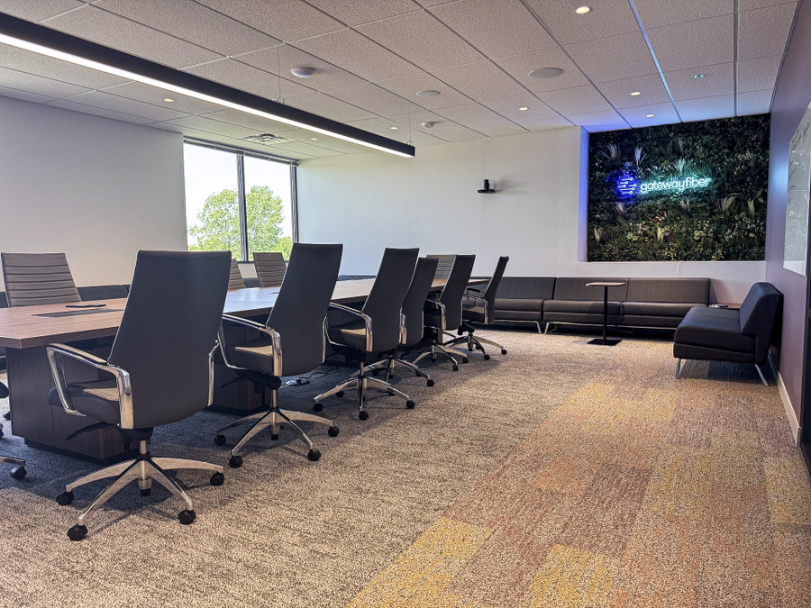Gateway Fiber conference room with presentation display and commercial office seating
