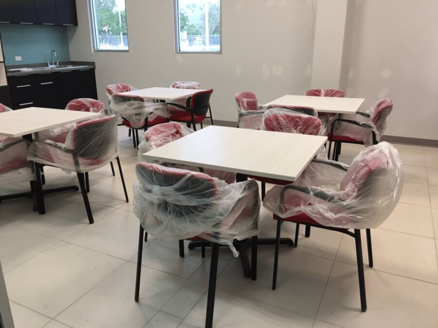 Employee break area at the Infotech Aerospace Puerto Rico operations center