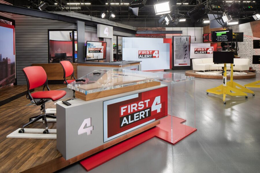 KMOV First Alert 4 anchor desk and broadcast studio set