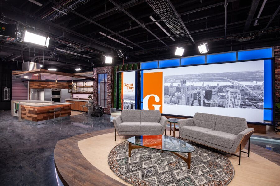 KMOV television news studio with interview seating and broadcast set