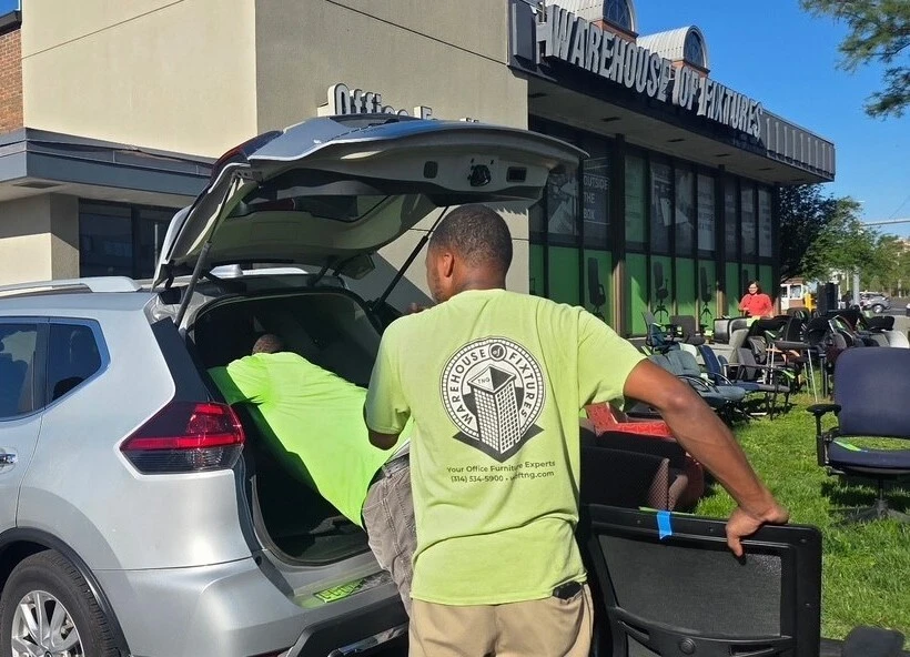 Pre-owned office chairs leaving for their new homes