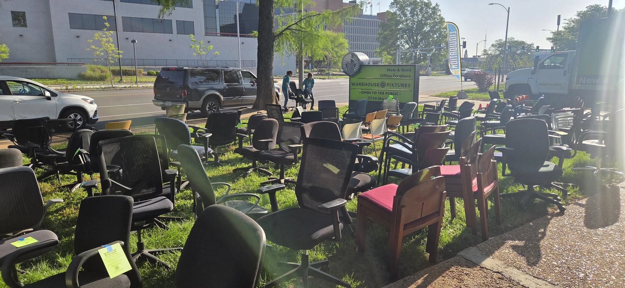 Office chair reuse event at Warehouse of Fixtures