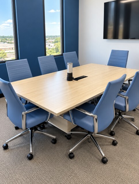 Huddle and meeting space in the Gonzalez Companies office