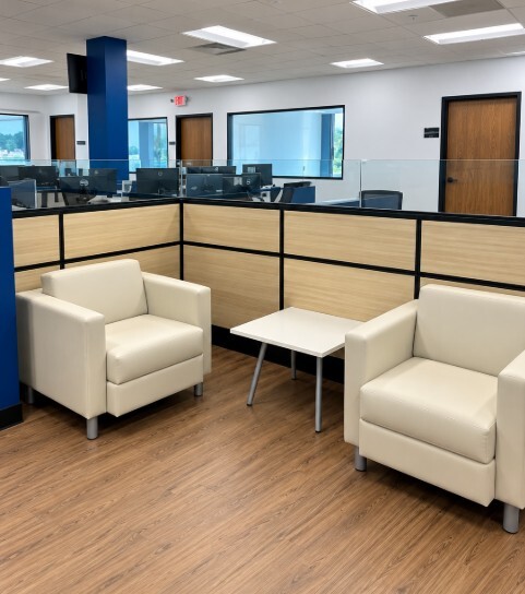 Lounge seating in the Gonzalez Companies office