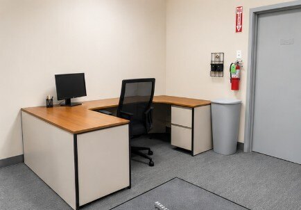 Private office furnished for Hughes Customat temporary facility after a fire