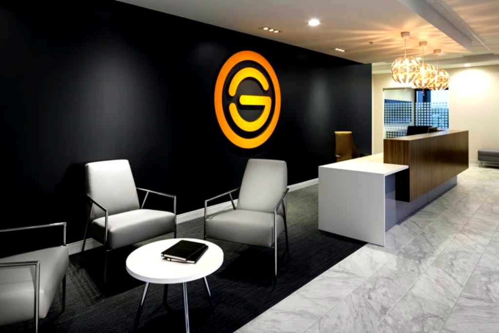 Modern office lobby and private office installation by Warehouse of Fixtures TNG