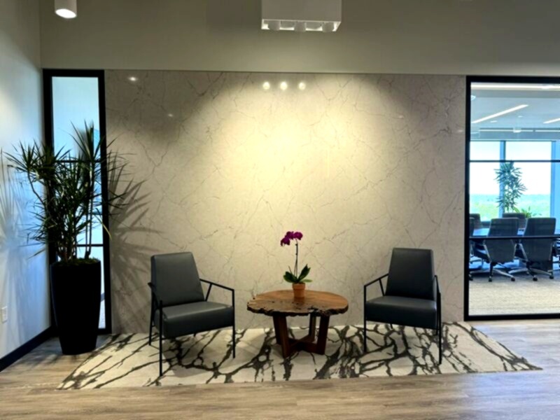 Modern workplace lounge installation by Warehouse of Fixtures TNG