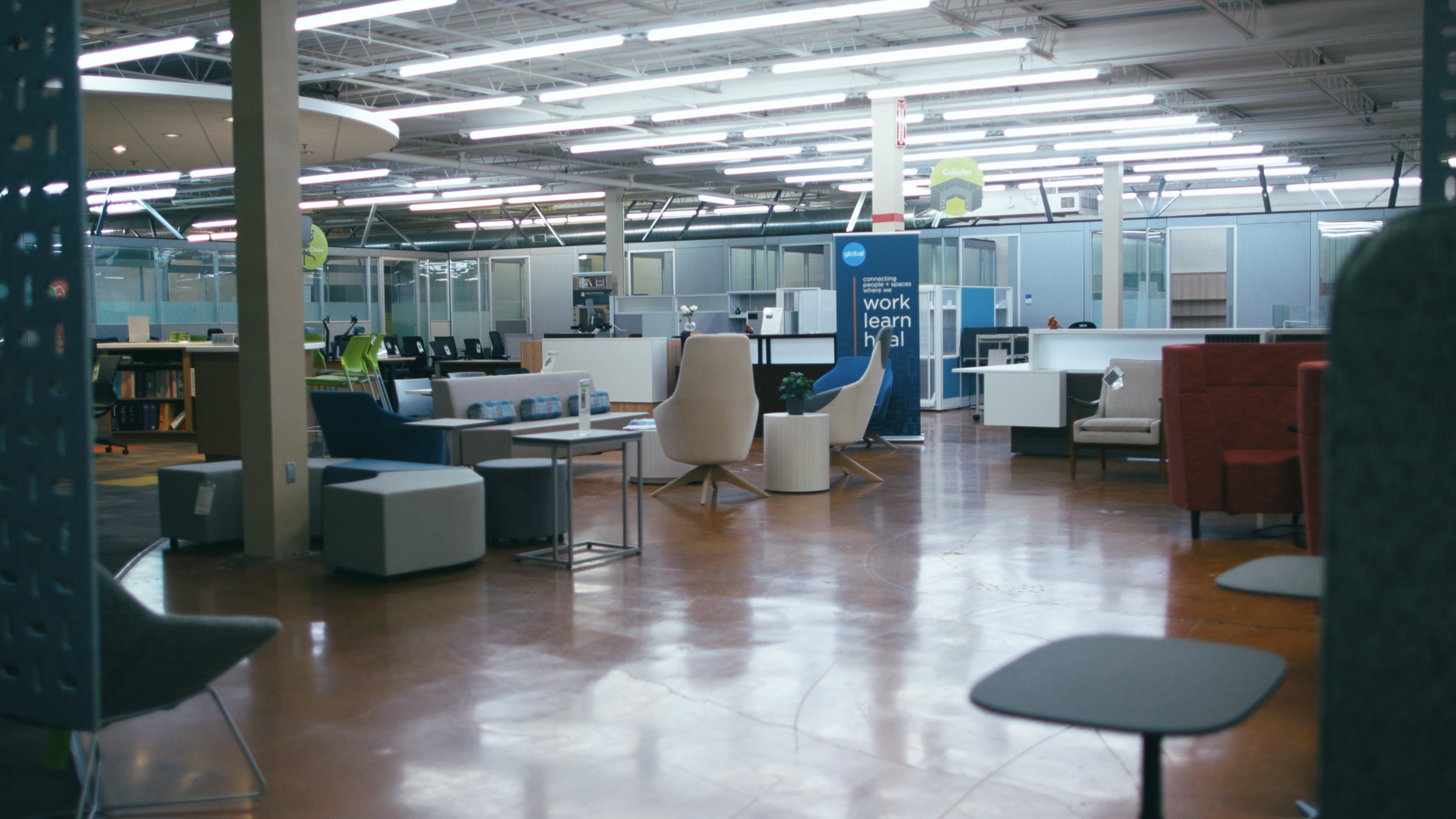 New office furniture displays in St. Louis showroom