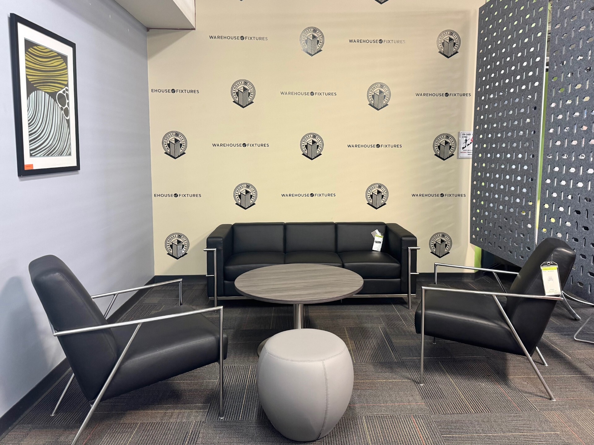 Office furniture inventory showroom in St. Louis with in-stock selection