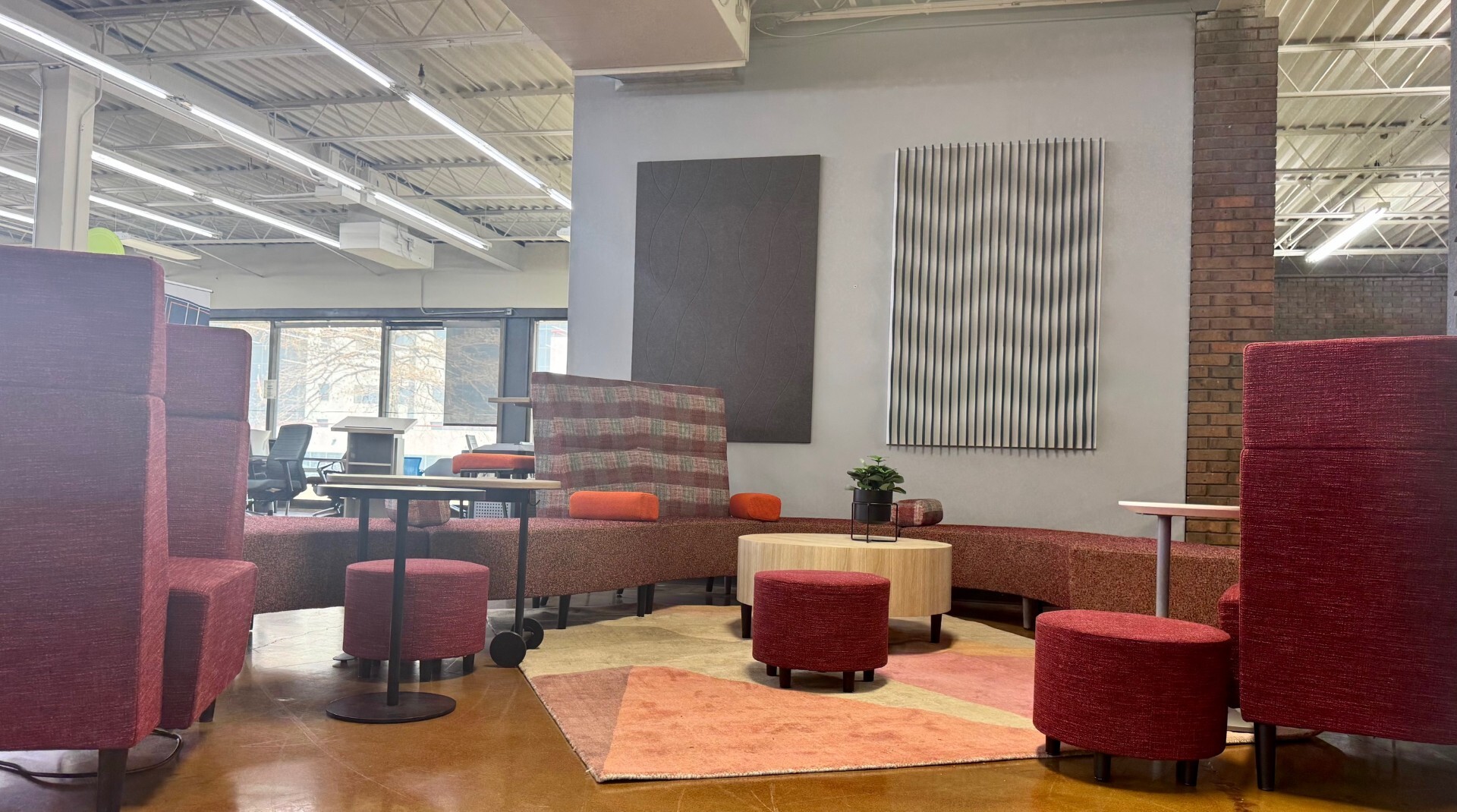 Office furniture showroom in St. Louis with desks and workspace solutions