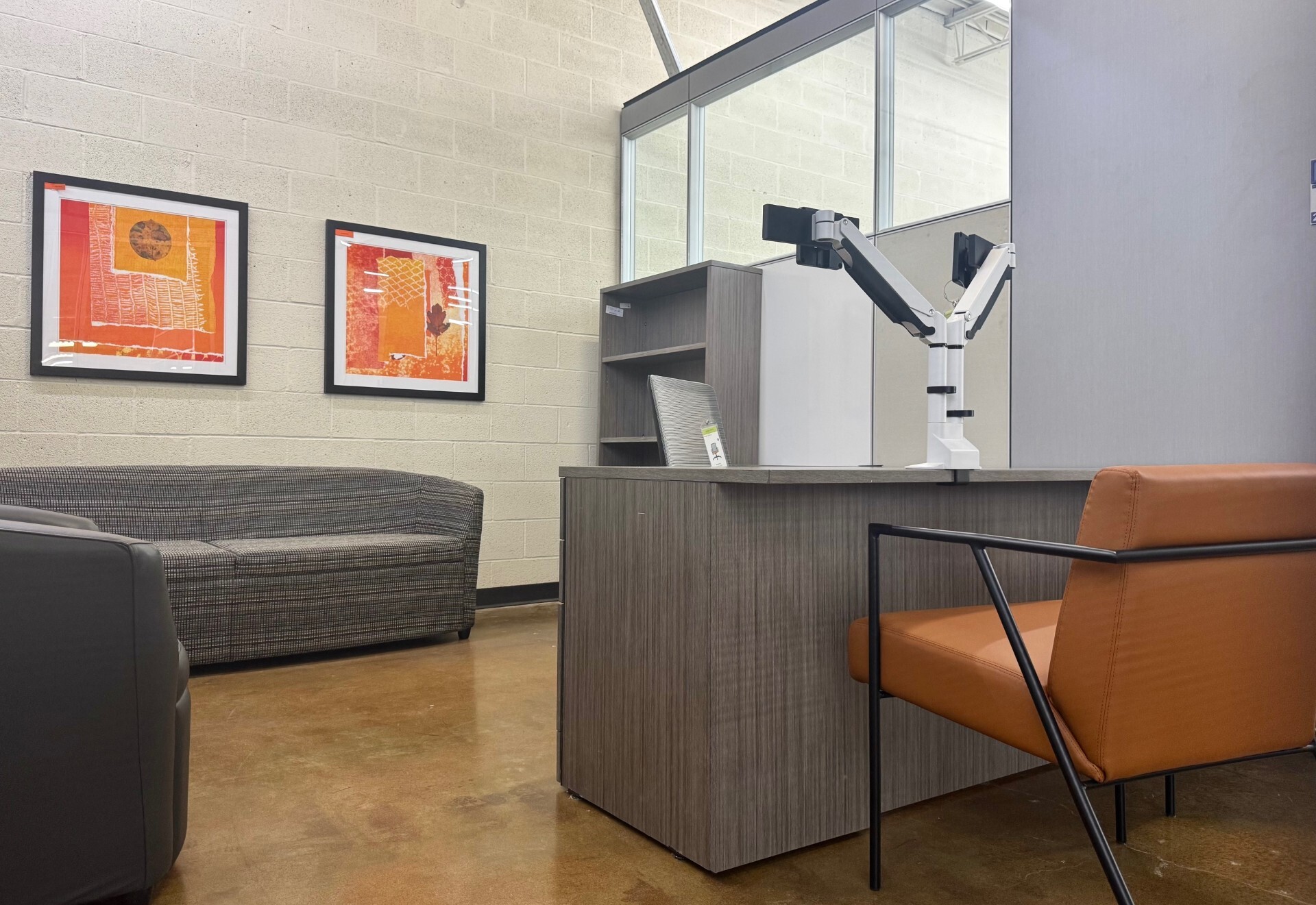 Private office furniture setup in St. Louis showroom