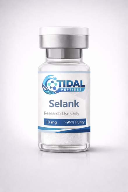 Selank research peptide vial labeled for laboratory research use