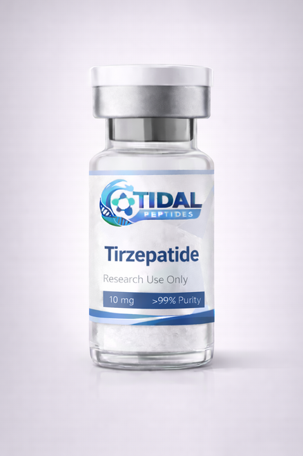 Tirz research peptide vial labeled for laboratory research use