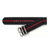 Black Two-Piece Ballistic Nylon Watch Strap with Single Red Stripe | Panatime.com