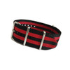 Double Red Stripe 4-Square Ring Ballistic Nylon Watch Strap - Stainless Steel Rings | Panatime.com