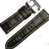 Coffee Matte Genuine Alligator Full cut Watch Strap with White Stitching for Panerai Radiomir | Panatime.com