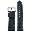 Black Padded Genuine Nubuck Alligator Watch Strap with White Stitching | Panatime.com