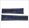 Navy Embossed Genuine Leather Gator Print Watch strap with White Stitching for Breitling Deploy | Panatime.com